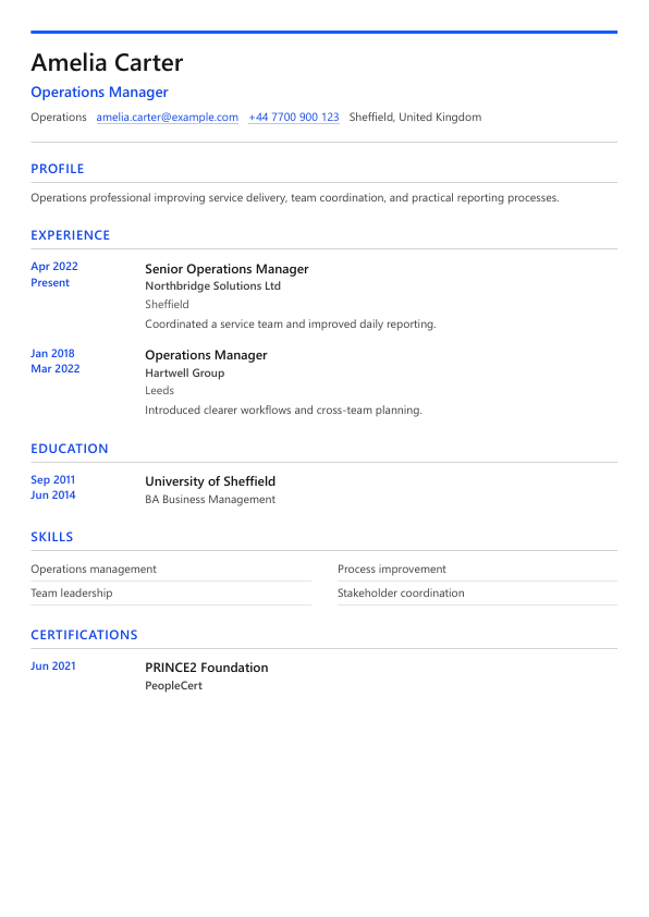 European CV template example