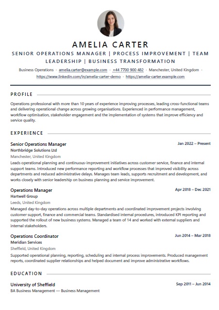 Executive CV template example