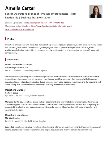 Modern CV template example