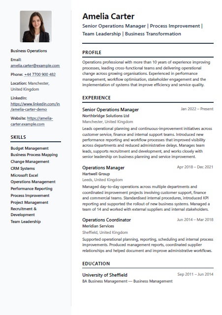 Sidebar CV template example